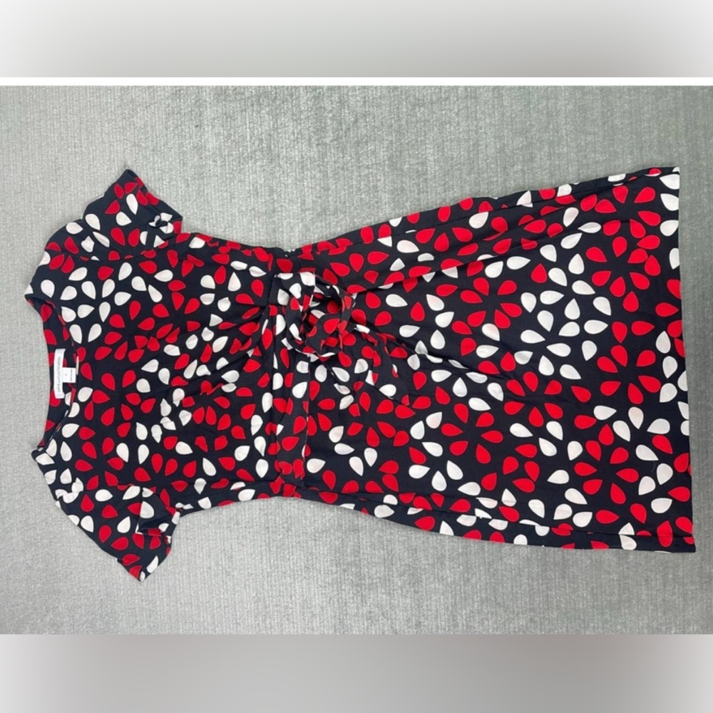Diane Von Furstenberg Dress Women 4 Zoe Teardrop Cotton Silk Tie Knee Length